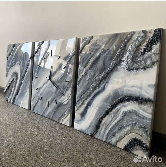 Интерьерные картины, часы настенные из смолы