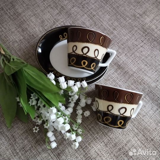 Чашки с блюдцем кофейный для эспрессо новый