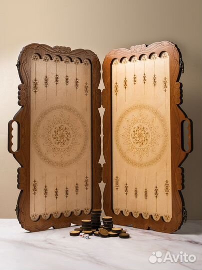 Нарды резные с ручкой 50см новые