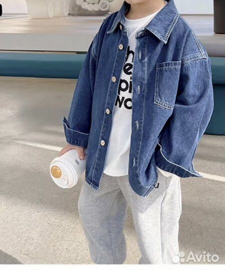 Джинсовая рубашка на мальчика 98