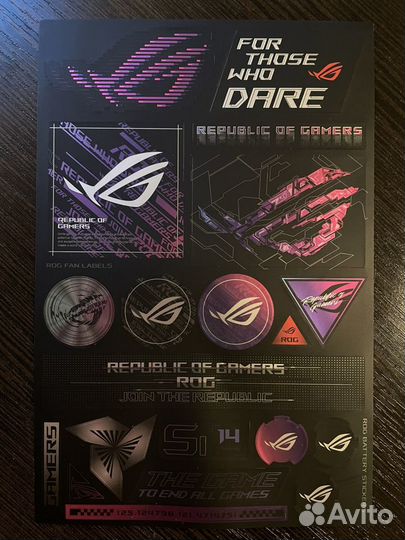 Наклейки и брелок на ключ asus ROG