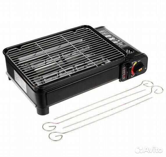 Газовая плита с грилем и шампурами набор в кейсе