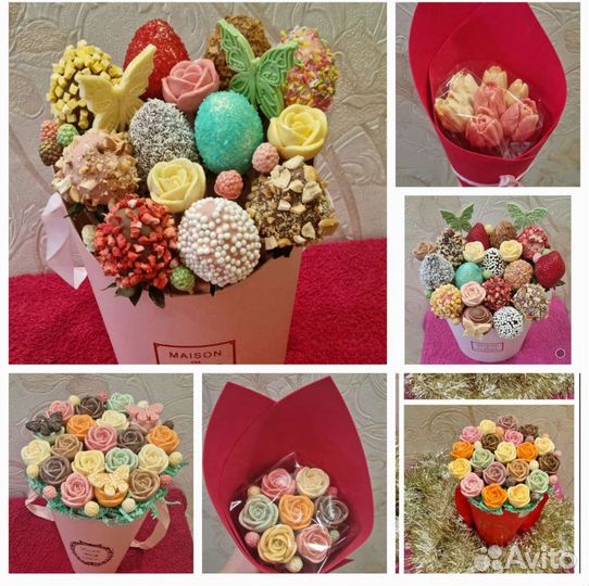 Шоколадные и клубничные букеты