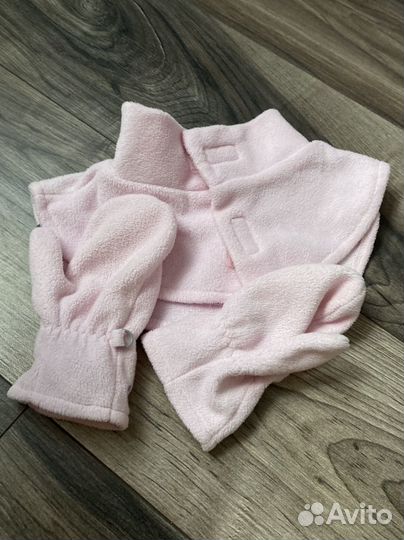 Комплект манишка и варежки Crockid 1-2 года