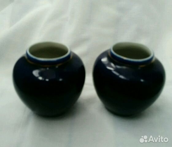 Ваза фарфоровая, кобальт, гжель, СССР, h6,5 см