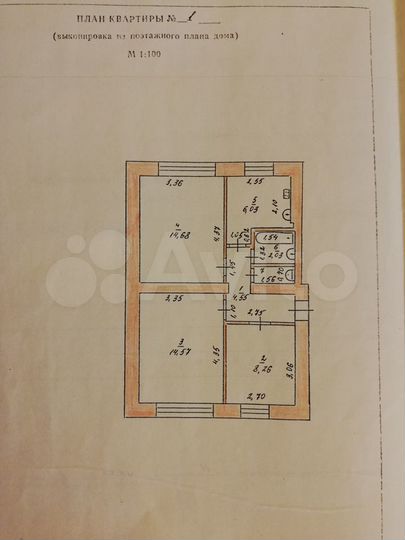 3-к. квартира, 51 м², 1/2 эт.