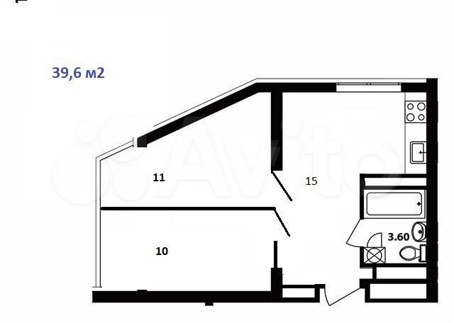 1-к. квартира, 39 м², 10/24 эт.
