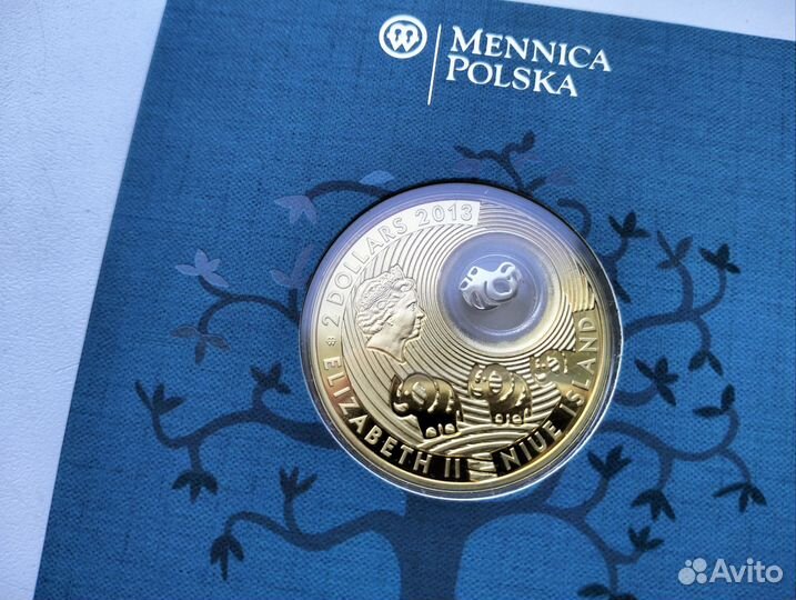 Монета Серебро 2 доллара 2013 Слон, Ниуэ