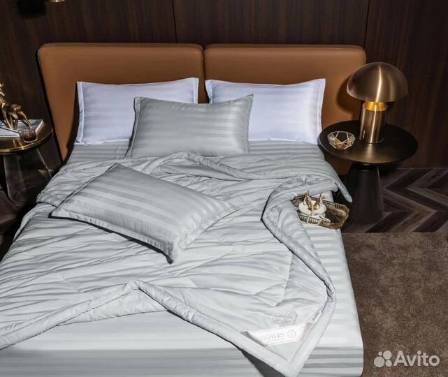 Белье постельное страйп сатин Boris с одеялом