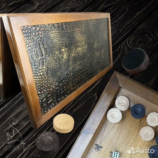 Нарды деревянные + кожа