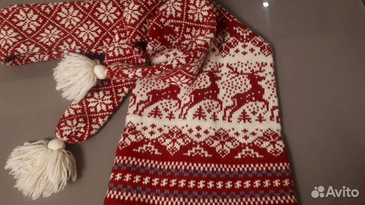 Эстонская национальная шапка-шарф шерсть г. Таллин