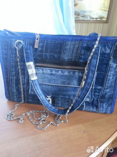 Сумочка своими руками размер 30*19*10 ткань джин