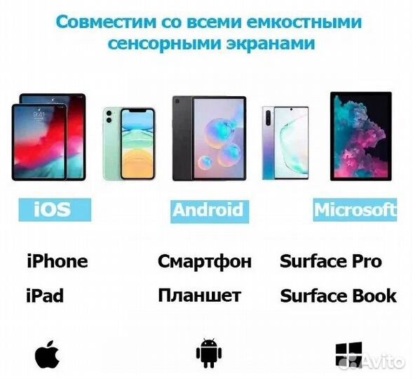 Универсальный стилус Stylus Pen с чехлом iOS,Andro