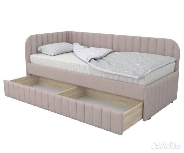 Мягкая кровать Гретта угловая новая с бортиком