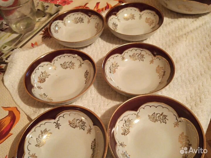 Блюдо овалы СССР разные,набор из 6 пиалочек