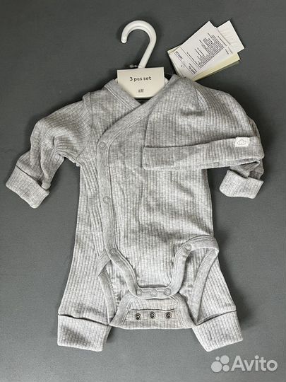 Костюм h&m 56, боди штанишки и шапочка