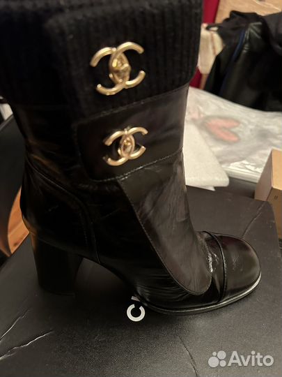 Ботильоны женские шанель chanel черные