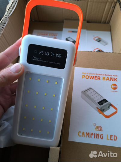 Павербанк 50000 с ручкой и светодиодами белый