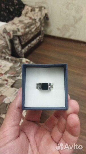 Серебряное кольцо мужское с камнем