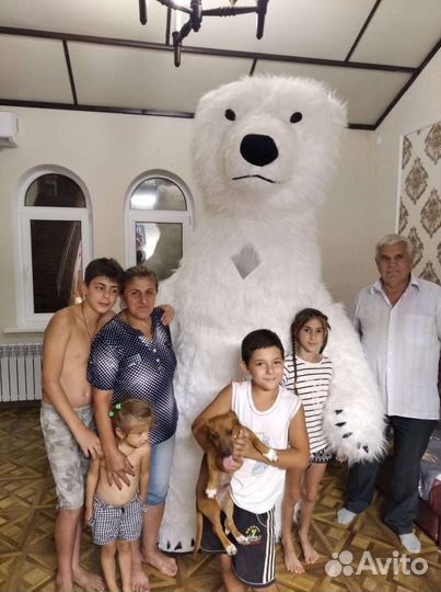 Танцующий белый Мишка/Ростовая кукла/Аниматор