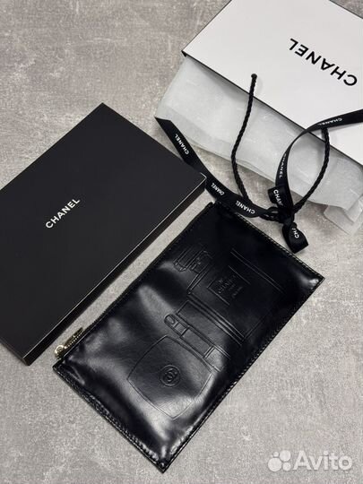 Chanel косметичка из мягкой кожи черная