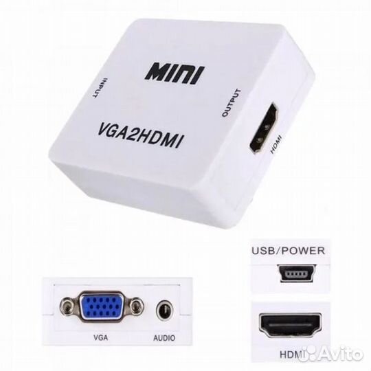 Конвертер-переходник VGA на hdmi для монитора, тел
