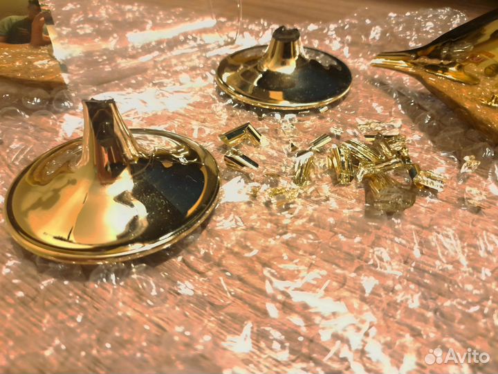 Золотые фужеры Luminarc, разбитые, 2 штуки, набор