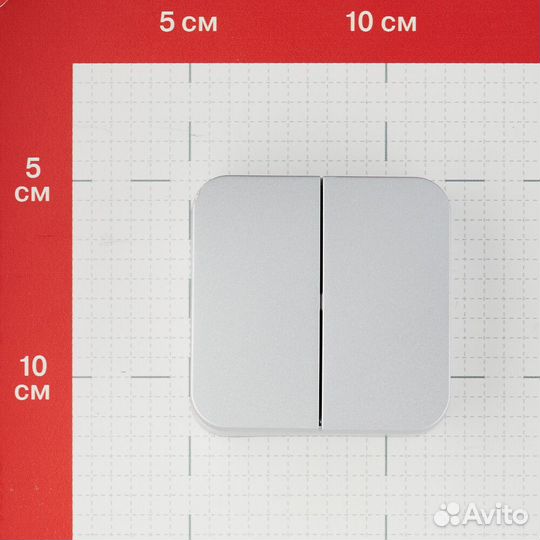 Выключатель Systeme Electric Blanca двухклавишный накладной алюминий (blnva105013)