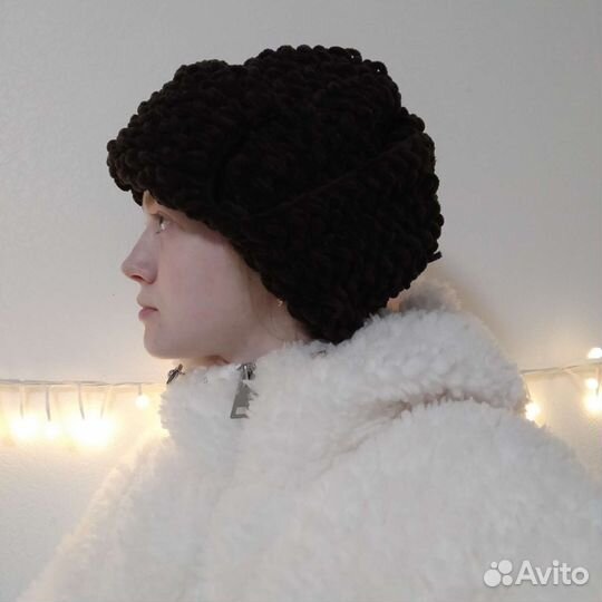 Шапка ушанка вязаная