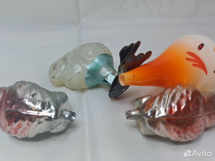 Ёлочная игрушка СССР Буратино, Заяц, Сова, Филин