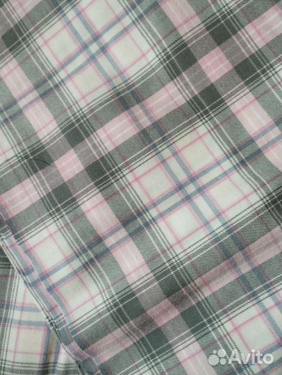 Фланель хлопок серо-розов клетка
