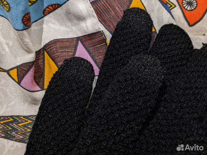 Зимние перчатки унисекс черные акрил