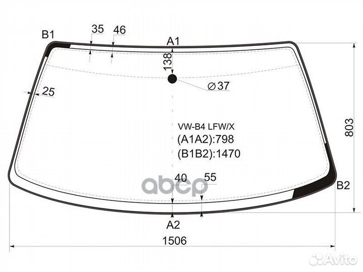 Стекло лобовое volkswagen passat B3/B4 4/5D 88