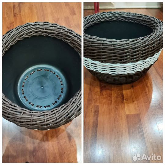 Кашпо из искусственного ротанга