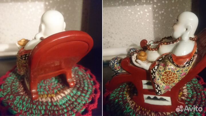 Фарфоровая статуэтка будда на кресле-качалке Китай