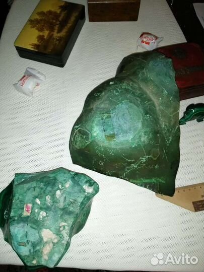 Малахит мыльница шкатулка носорог гигантская СССР