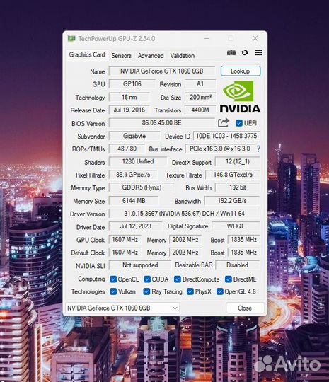 Gigabyte aorus GTX 1060 9Gbps