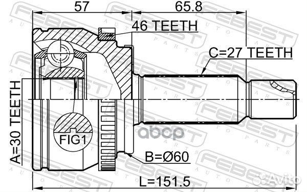 ШРУС внешний перед hyundai elantra 11(alabama