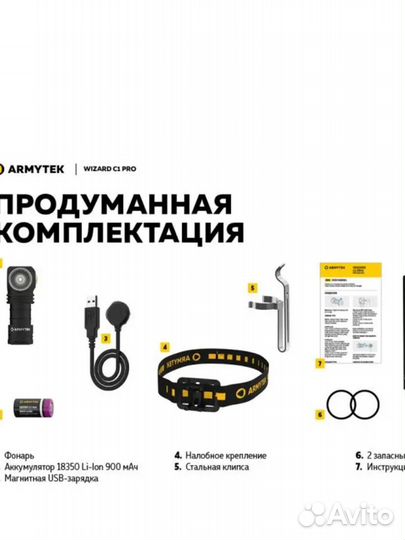 Фонарь Armytek Wizard C1 Pro (теплый свет) /F09001