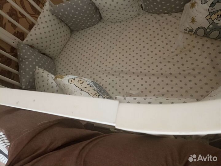 Кроватка детская трансформер круглая с матрасом