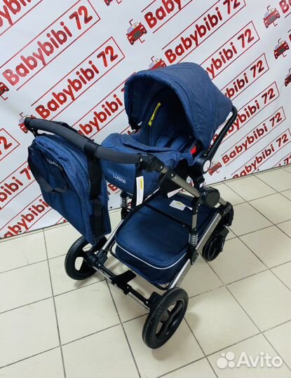 Коляска трансформер 3 в 1 Luxmom 555 синий