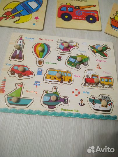 Игровой набор Деревянная рамка-вкладыш+деревянные