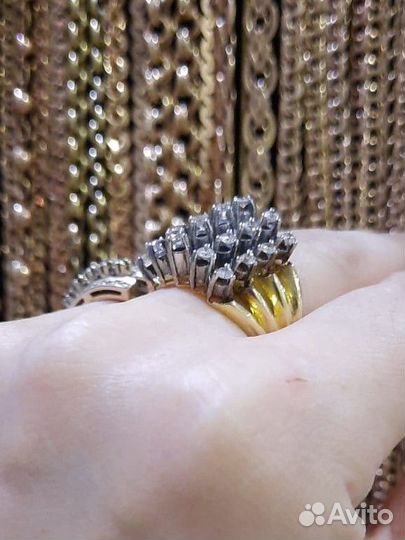 Золотое кольцо с бриллиантами дорожка 750пр