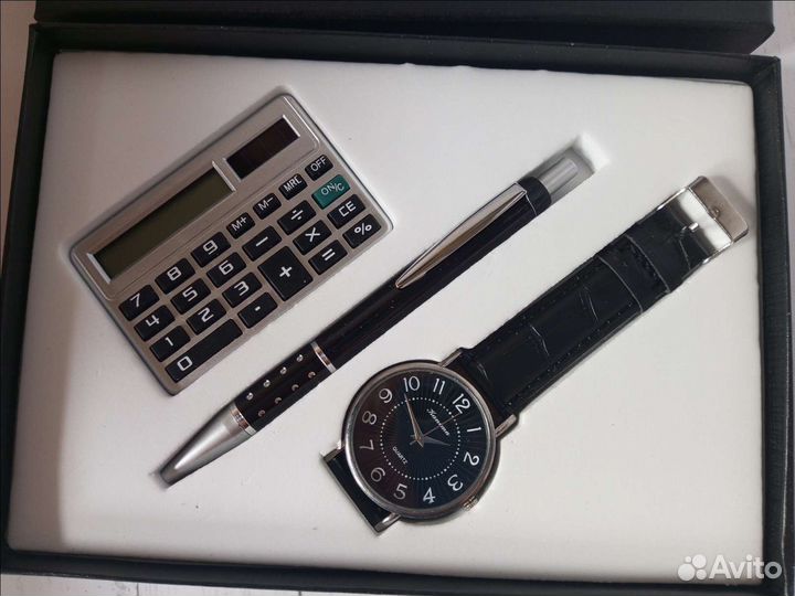 Мужской подарочный набор: часы, ручка, калькулятор