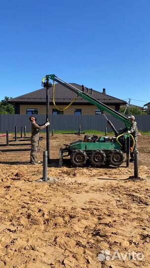 Монтаж, установка, закручивание винтовых свай