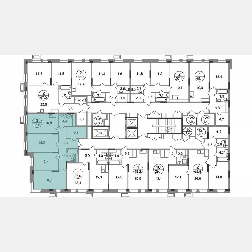 3-к. квартира, 85,8 м², 7/19 эт.
