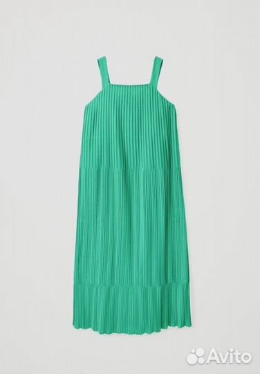 Платье COS зеленое 36 сарафан плиссировка макси