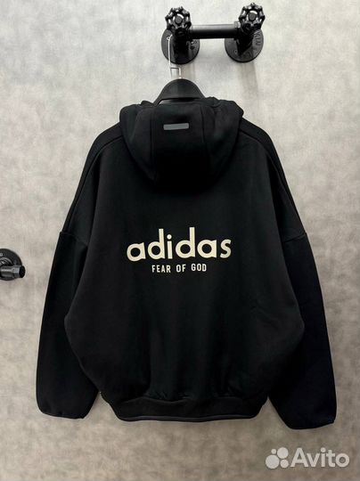 Роскошное худи Adidas Fear of God черное оверсайз