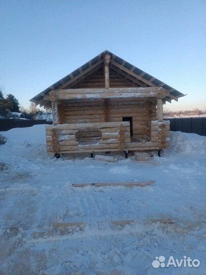 Сруб бани из бревна ручной рубки не бруса 5,5x5