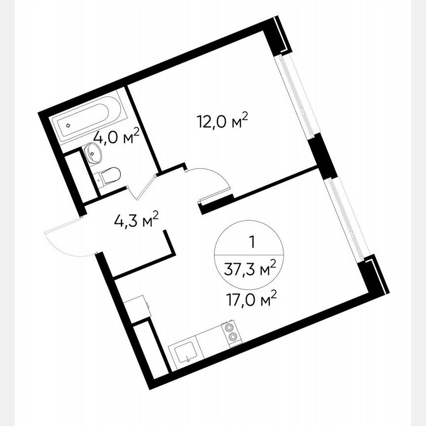 1-к. квартира, 37,3 м², 5/17 эт.